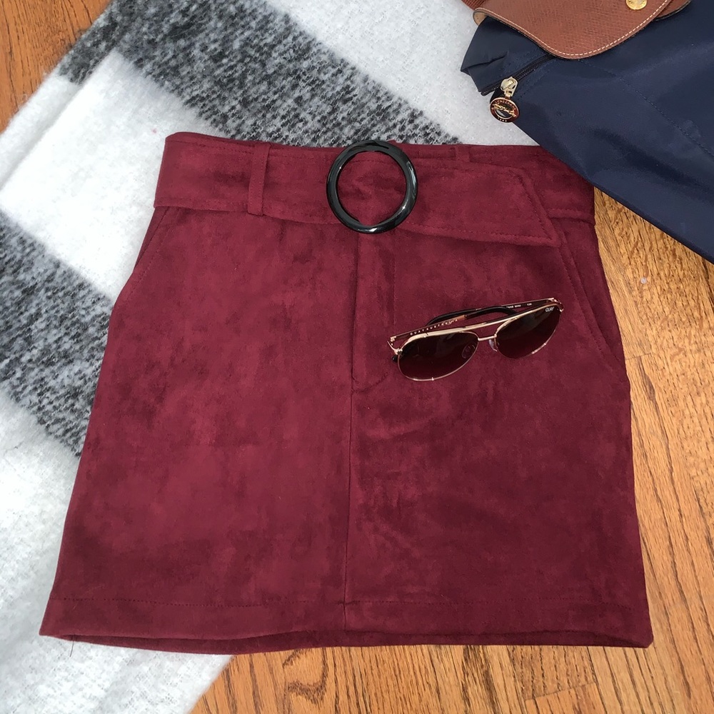 Burgundy Skirt with Pockets